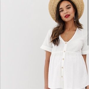 Asos Maternity White Button Top